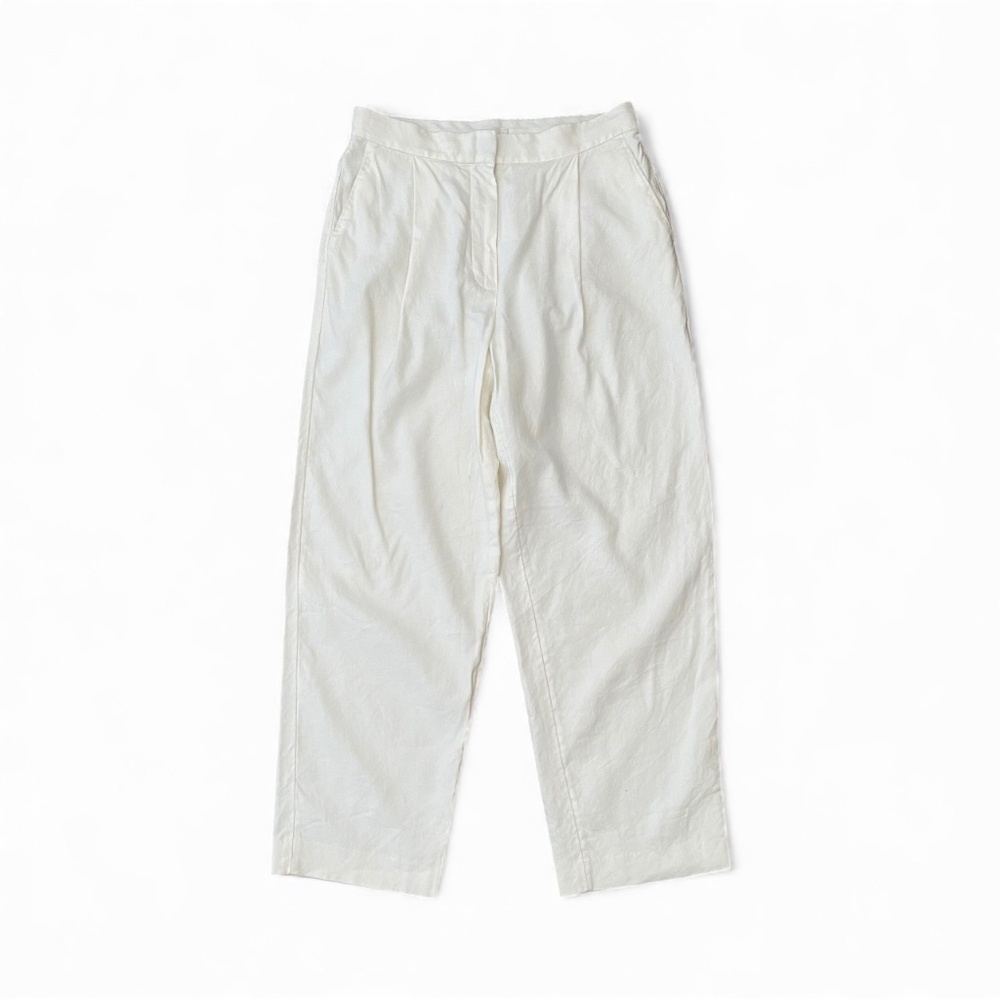 Artizia Wilfred Linen Blend White High Waisted Cropped Dress Pants Size 8